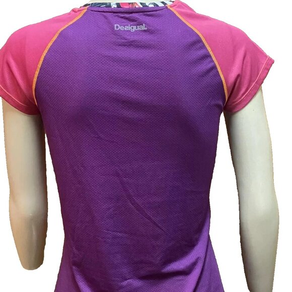 Desigual Activewear Short Sleeve Floral Print Top T-Shirt M - Picture 7 of 12